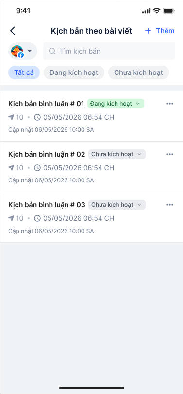 Danh sách kịch bản trả lời bình luận tự động theo bài viết trên mobile